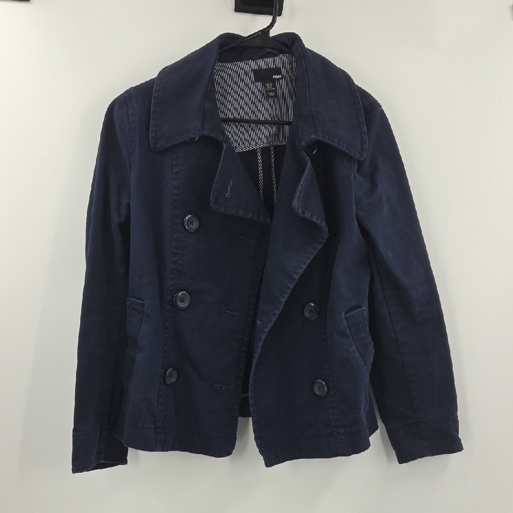 H&M Dark Blue Denim Pea Coat